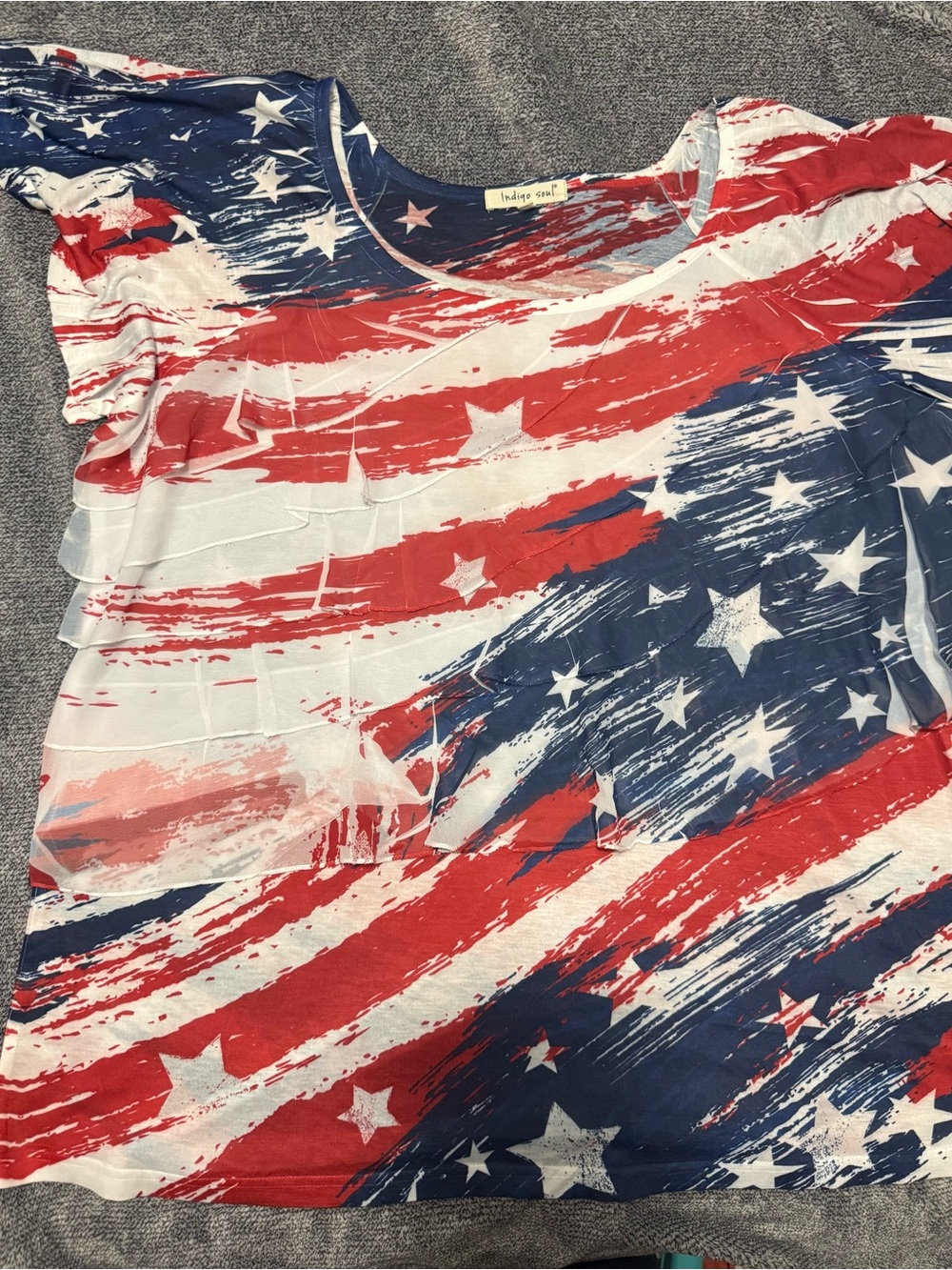 indigo soul Red White and Blue Flag-Print Blouse